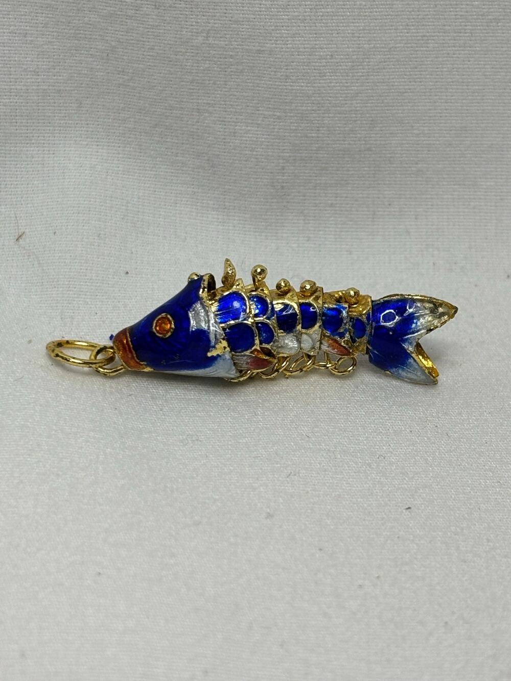 Vintage Fully Articulated 1.5in Koi Cloisonne Enamel Fish Pendant #6191